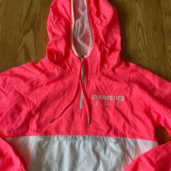 Gymnastics Half Zip Pullover Windbreaker Jacket Hot Pink Small - Picture 3 of 6